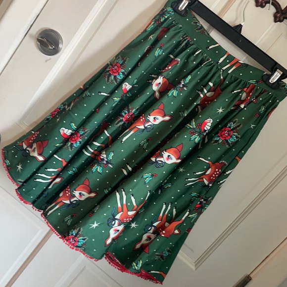 Sourpuss Dresses & Skirts - SOURPUSS DEER ME SKIRT IN PINE GREEN Christmas